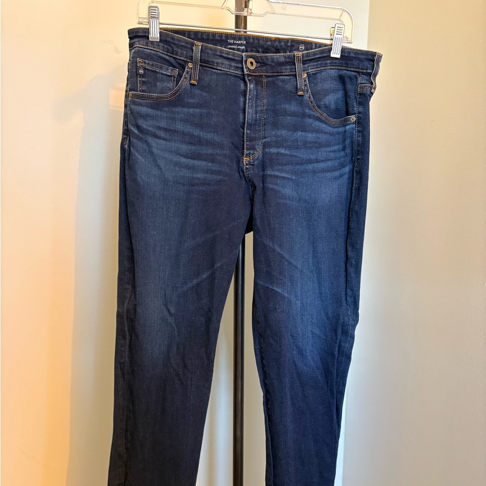 Ag Adriano Goldschmied Dark Blue Straight Jeans. The Harper